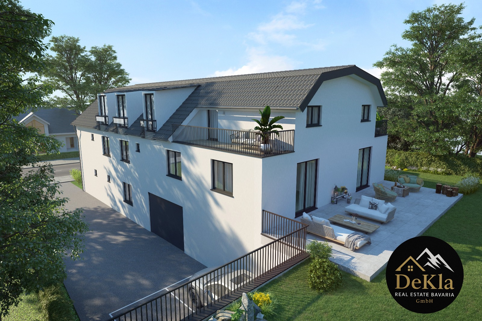 Modernes Mehrfamilienhaus von De-Kla mit Garten im Allgäu